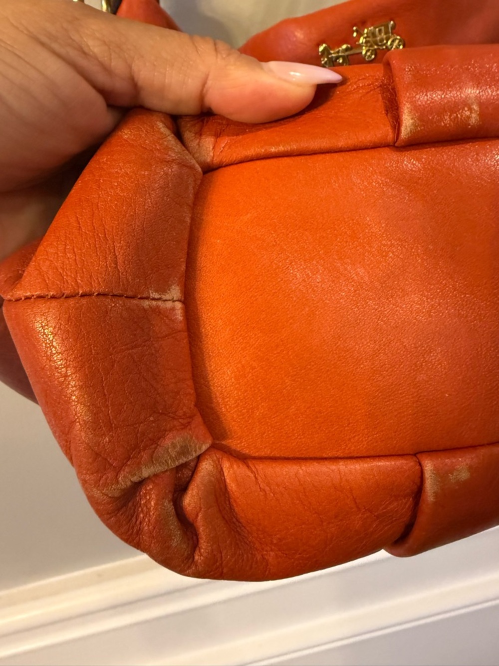 Coach Pebbled Leather Hobo Bag in Orange - Picture 6 of 11
